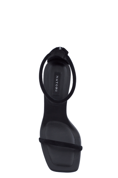 NATORI Buy Glow Suede Sandal in Black Suede Online