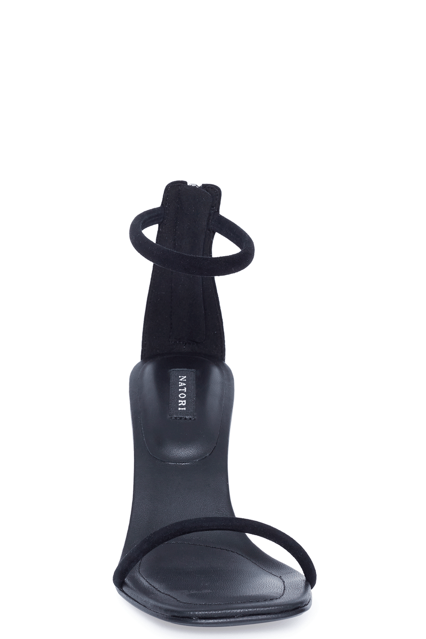 NATORI Buy Glow Suede Sandal in Black Suede Online