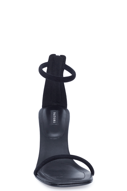NATORI Buy Glow Suede Sandal in Black Suede Online