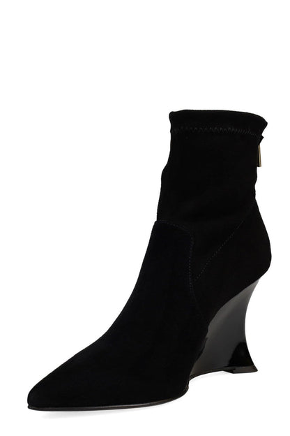 NATORI Buy Neko Suede Wedge Ankle Boot in Black Online