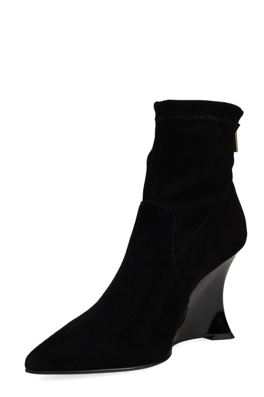 NATORI Buy Neko Suede Wedge Ankle Boot in Black Online