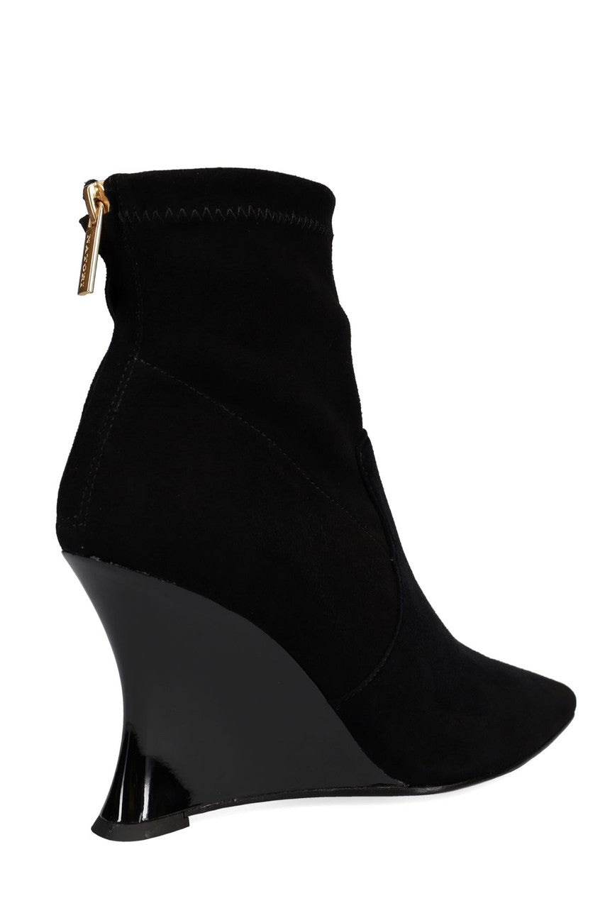 NATORI Buy Neko Suede Wedge Ankle Boot in Black Online