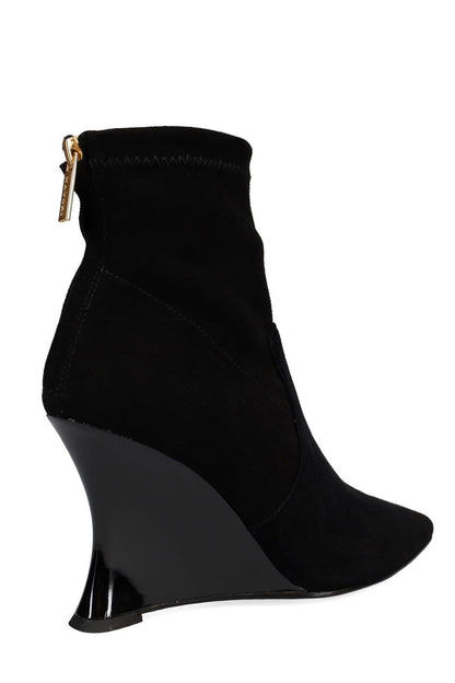 NATORI Buy Neko Suede Wedge Ankle Boot in Black Online