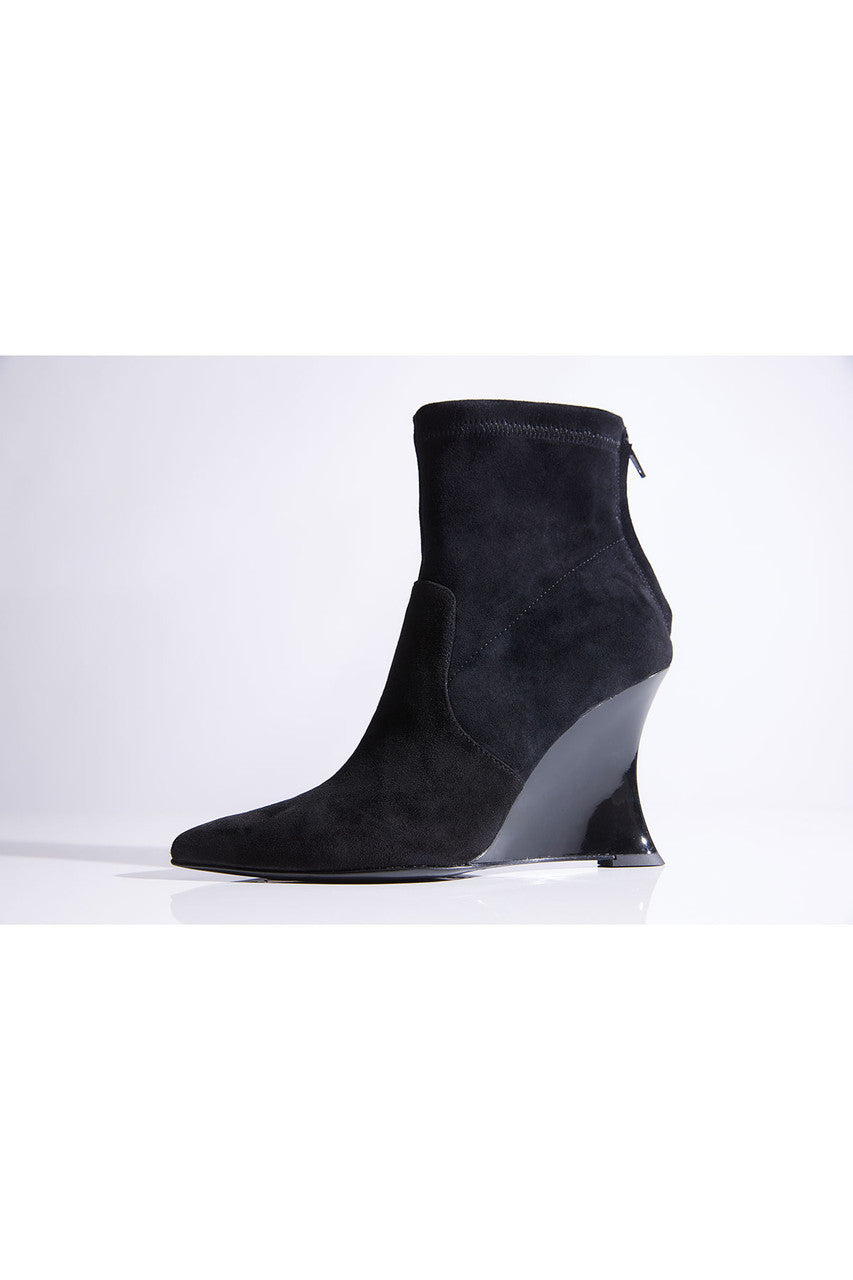 NATORI Buy Neko Suede Wedge Ankle Boot in Black Online
