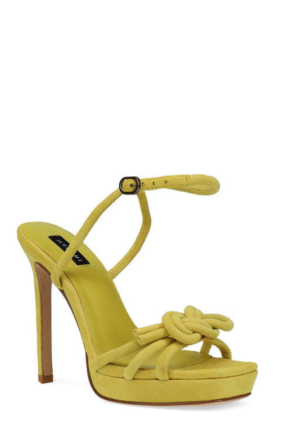 NATORI Buy Chizu Suede Knotted Bow Platform Heel in Citron Online