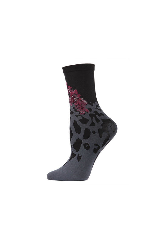 NATORI Buy Leopard Fusion Crew Socks in Black Online