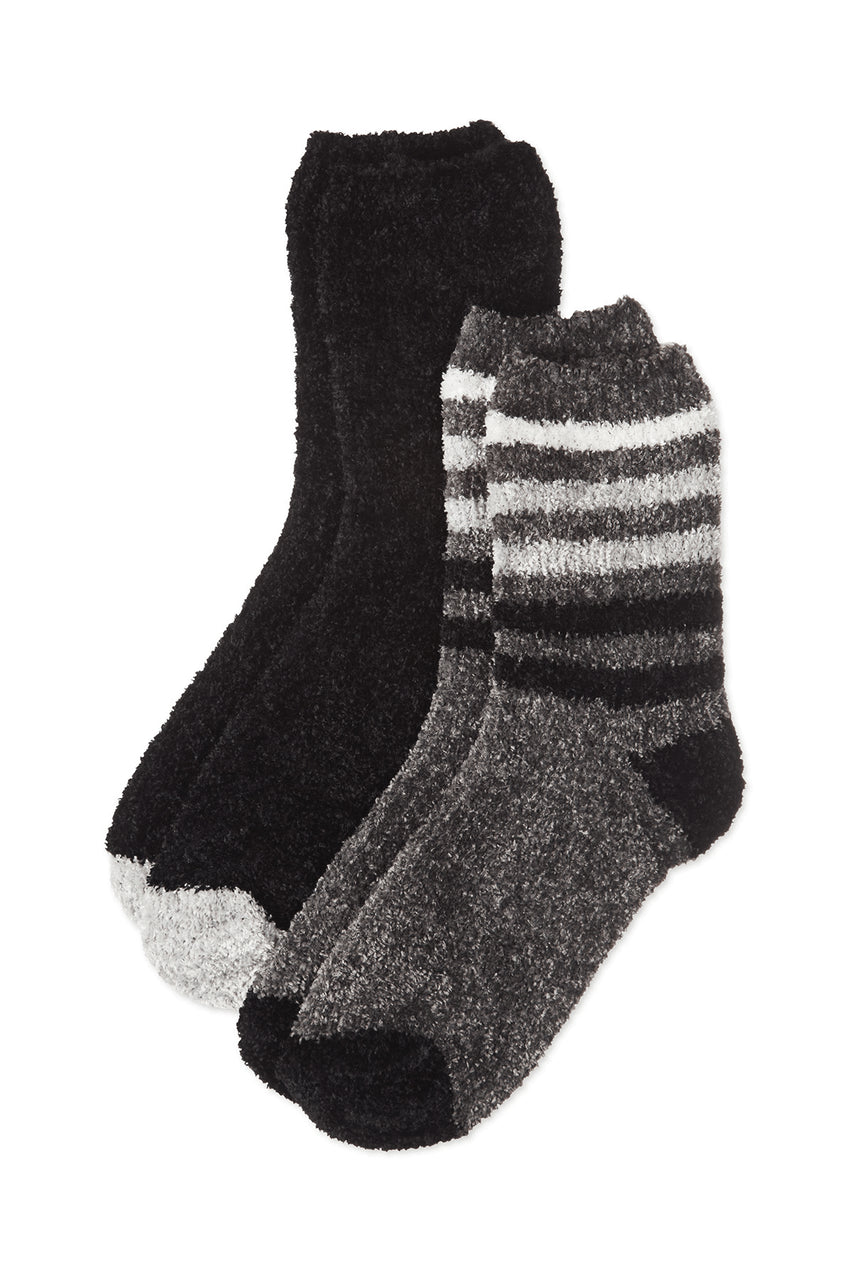 NATORI Buy Chenille Multi Striped/Solid Cozy Crew Socks - 2 Pair Pack in Castlerock Online