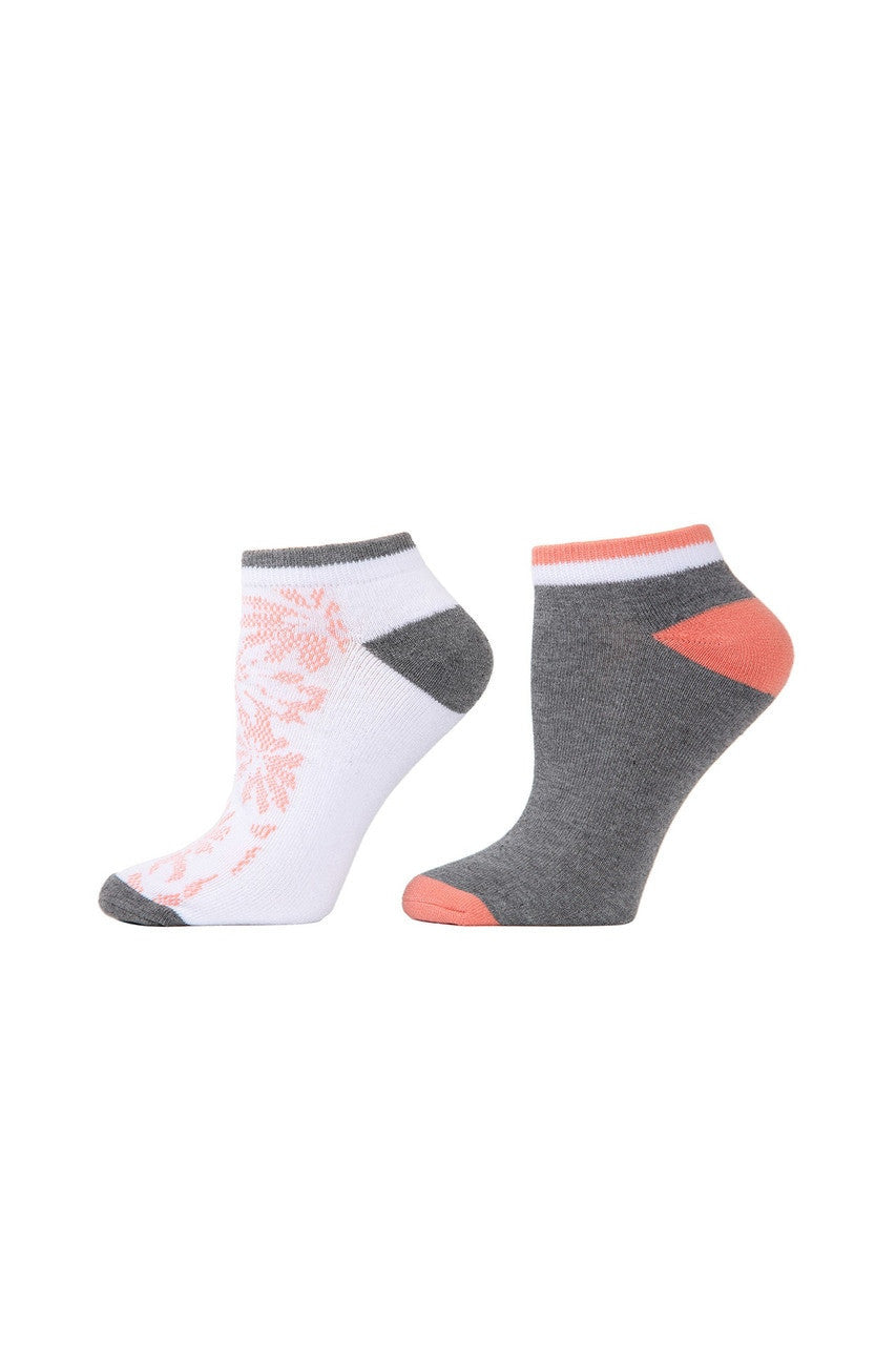 NATORI Buy Abstract Floral Socks - 2 Pair Pack in White/Peach Online