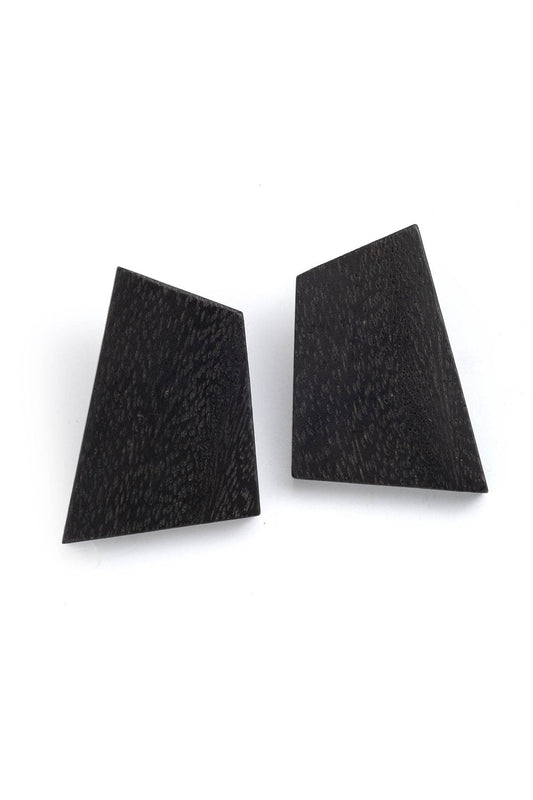 NATORI Acacia Wood Geometric Earrings Black