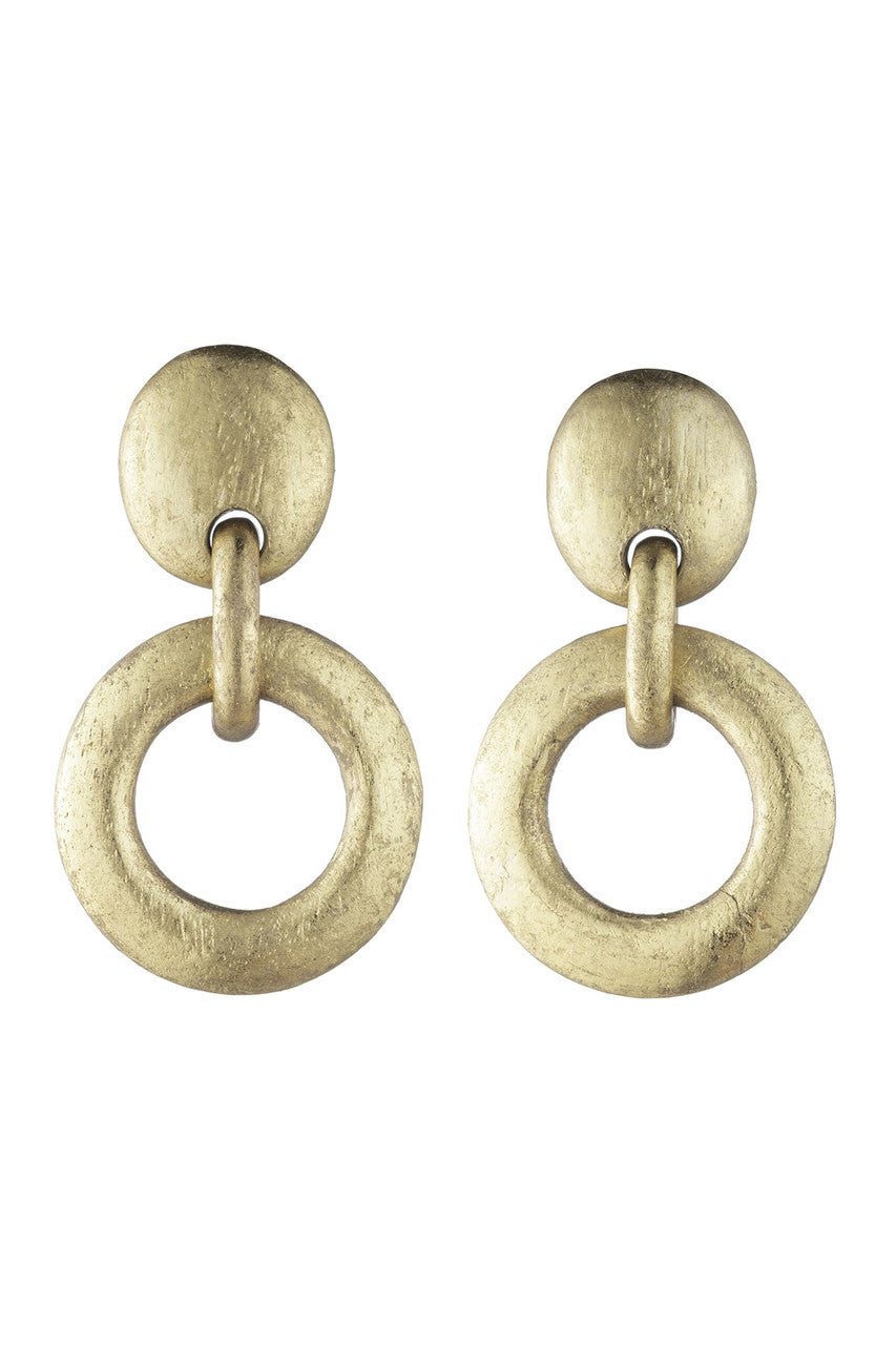 NATORI Buy Acacia Wood and Gold Plated Hoop Earrings in Antique Gold Online