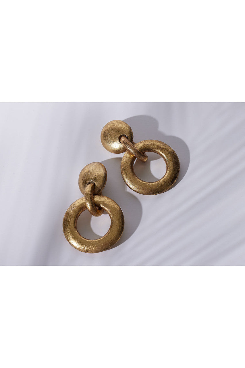NATORI Buy Acacia Wood and Gold Plated Hoop Earrings in Antique Gold Online