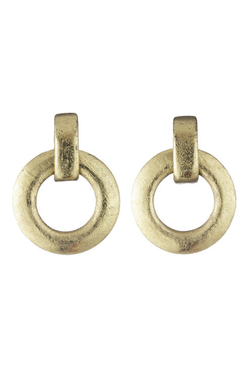 NATORI Buy Acacia Wood and Gold Plated Interlocked Hoop Earrings in Antique Gold Online