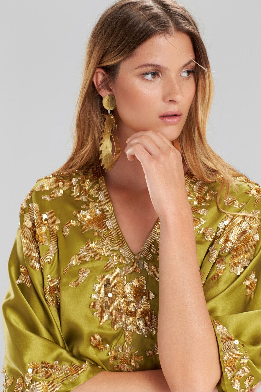 NATORI Buy Hammered Brass Dragon Swirl Drop Clip Earrings in Gold Online