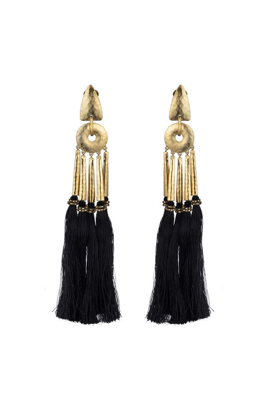 NATORI Buy Gold Plated Brass Tassel Clip Earrings in Gold Online