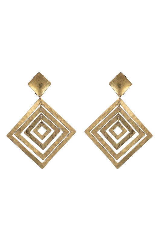 NATORI Buy Buffed Brass Diamond Clip Earrings in Gold Online