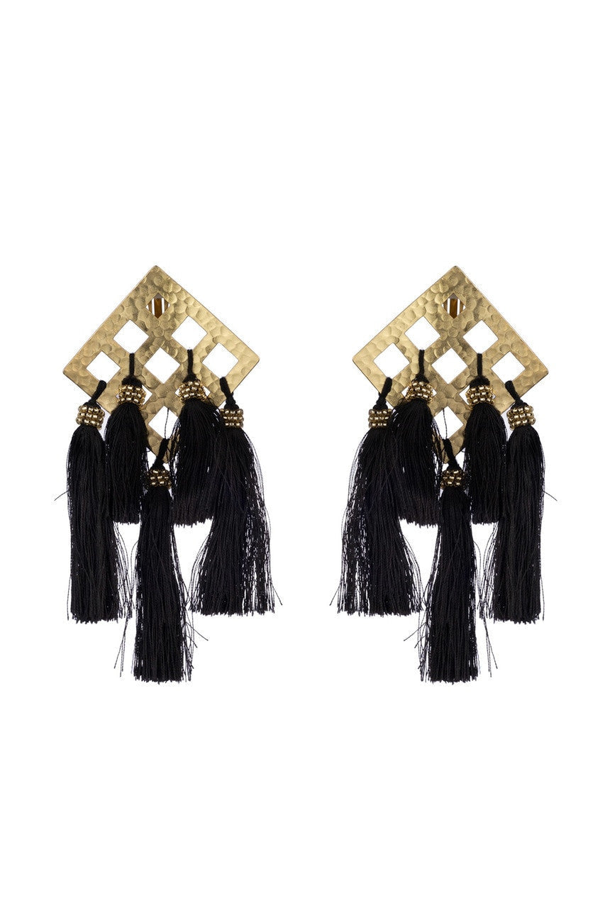 NATORI Buy Gold Plated Brass Geo Tassel Clip Earrings in Gold Online