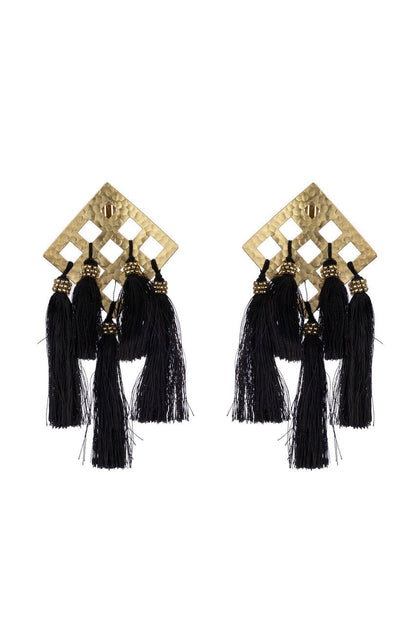 NATORI Buy Gold Plated Brass Geo Tassel Clip Earrings in Gold Online