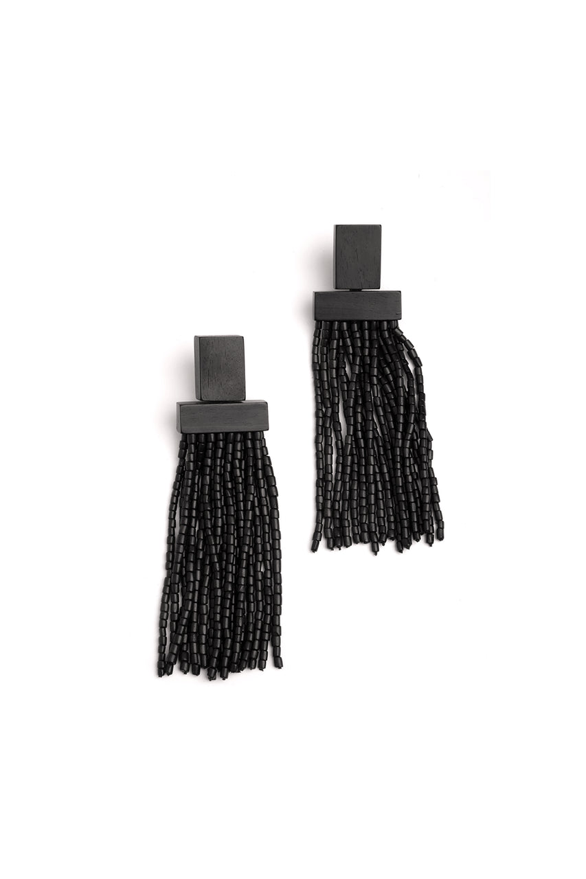 NATORI Buy Horn Geo Fringe Clip Earrings in Brown Online