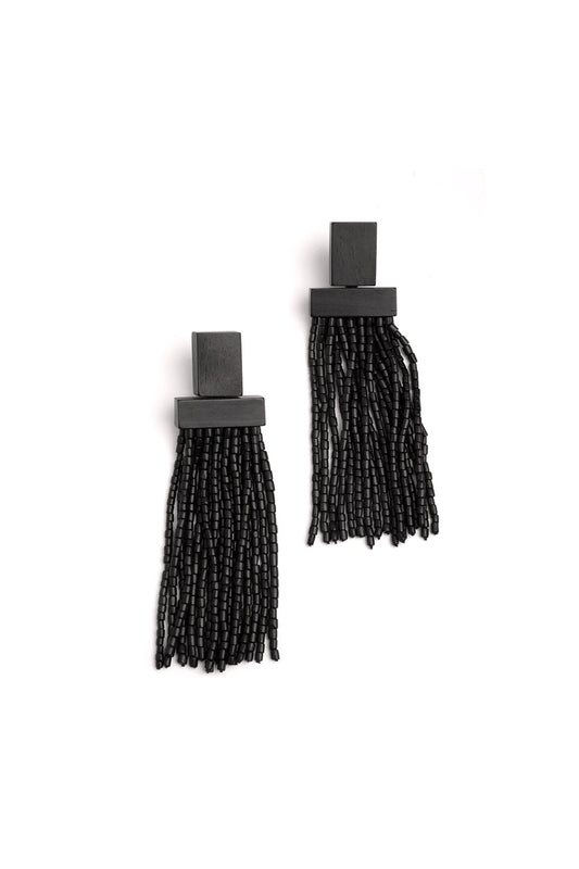 NATORI Buy Horn Geo Fringe Clip Earrings in Brown Online