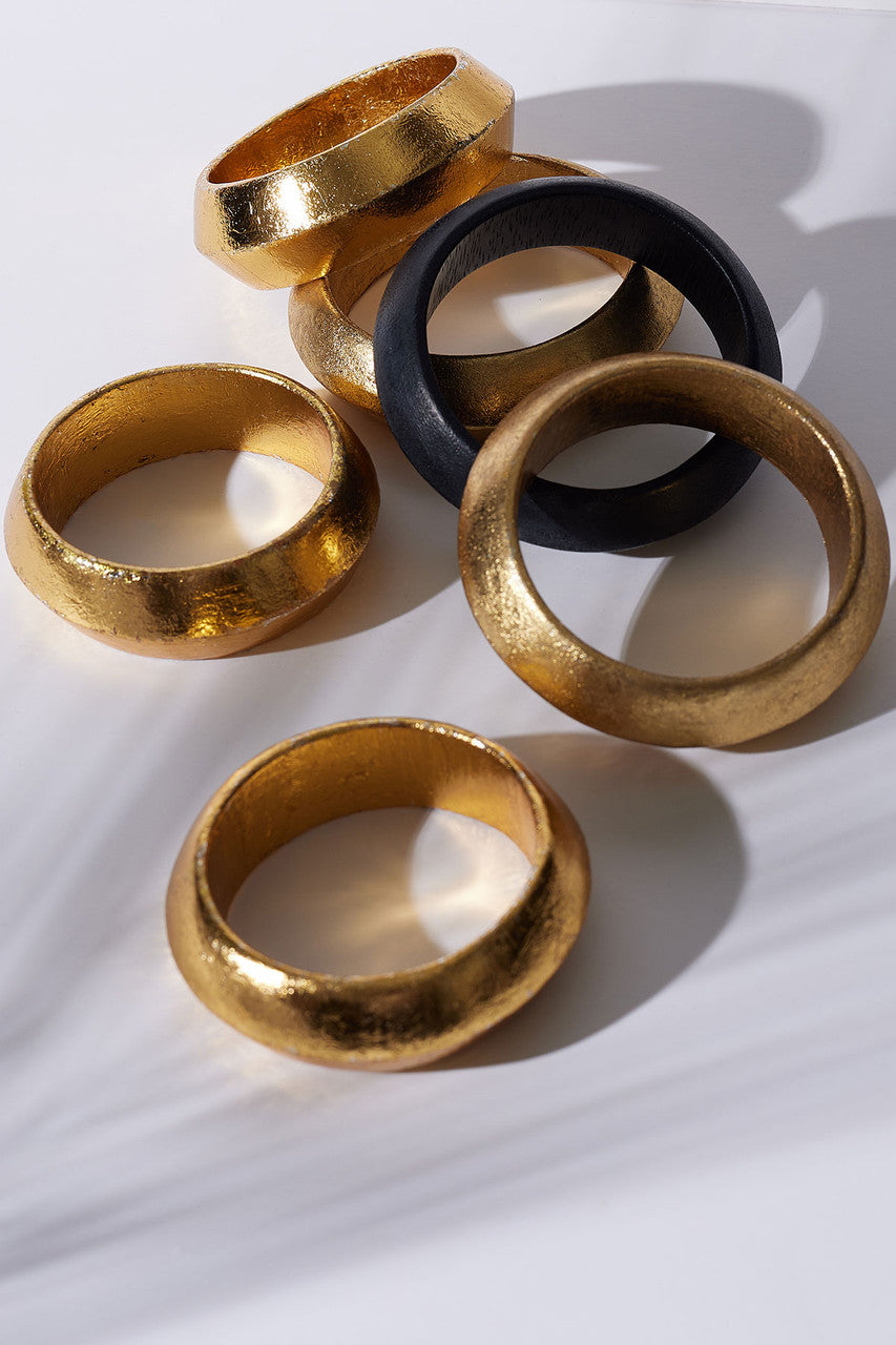 NATORI Buy Acacia Wooden Bangle Set in Black Online