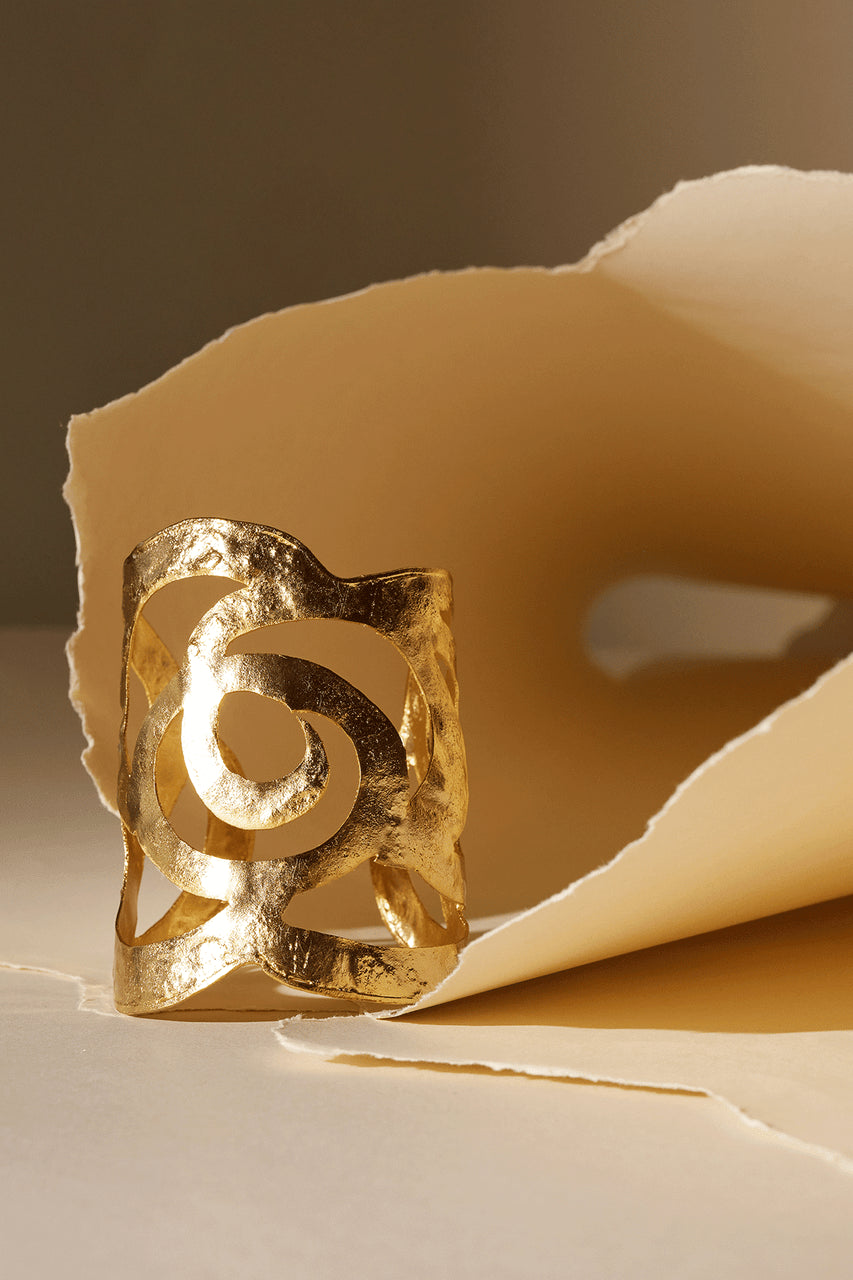 NATORI Buy Gold Plated Scroll Cuff in Gold Online