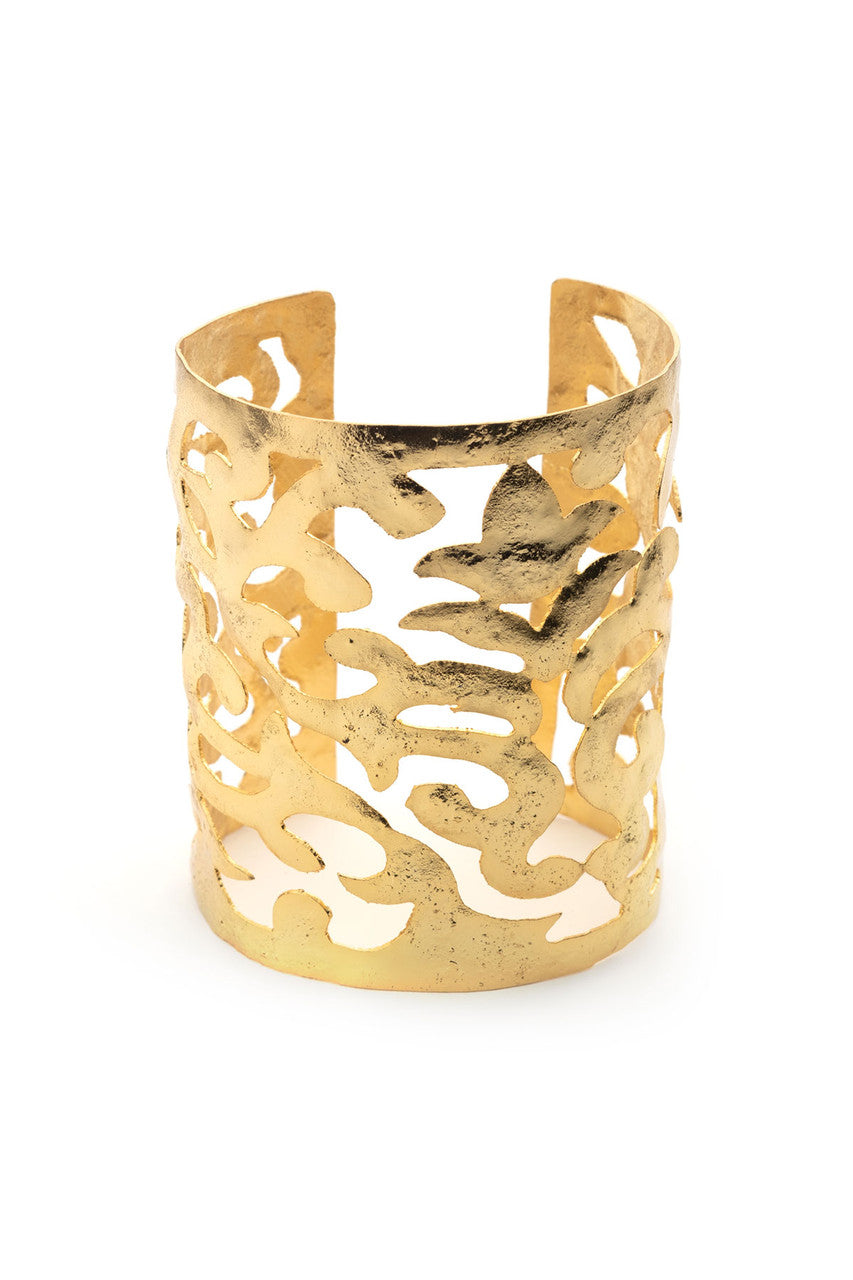 NATORI Buy Gold Plated Scroll Cuff Bangle in Gold Online