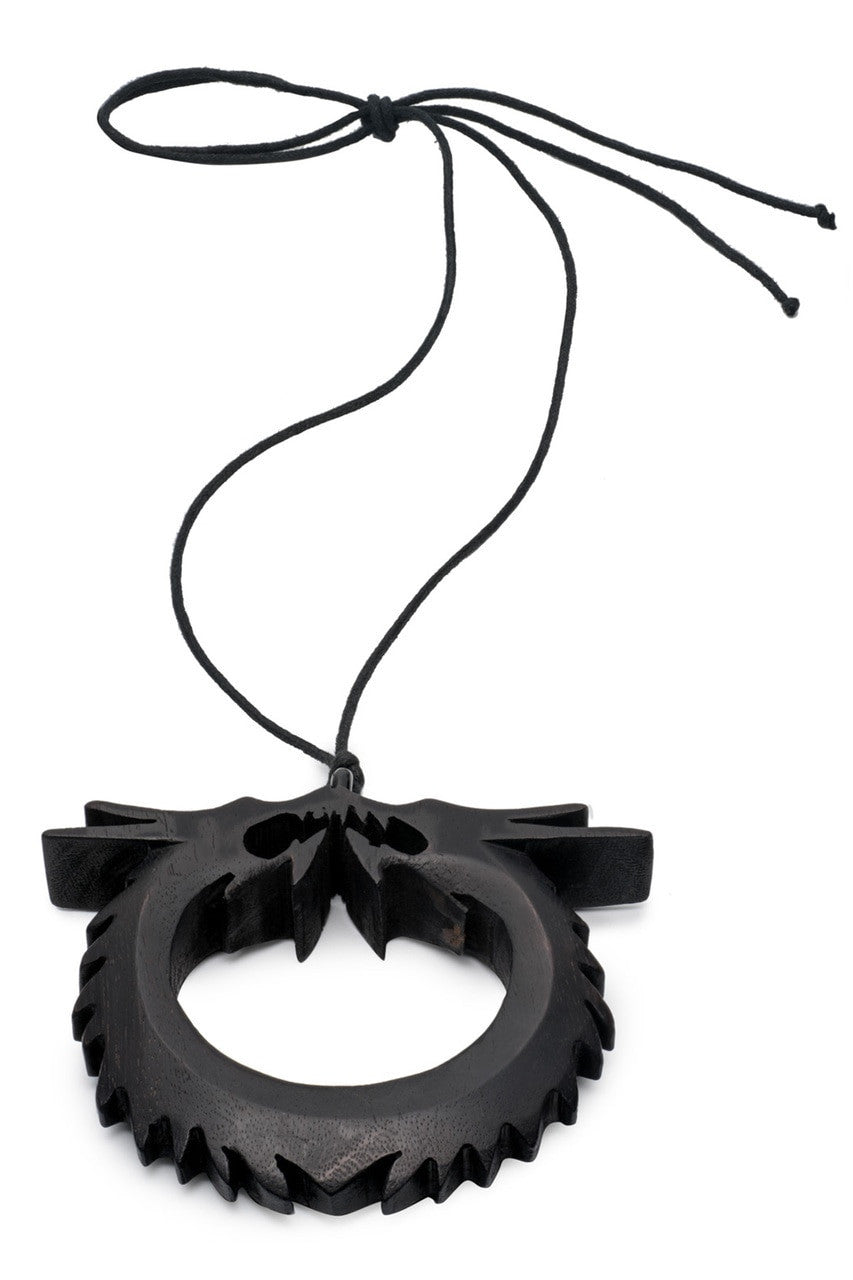 NATORI Buy Acacia Wood Double Dragon Necklace in Ebony Online