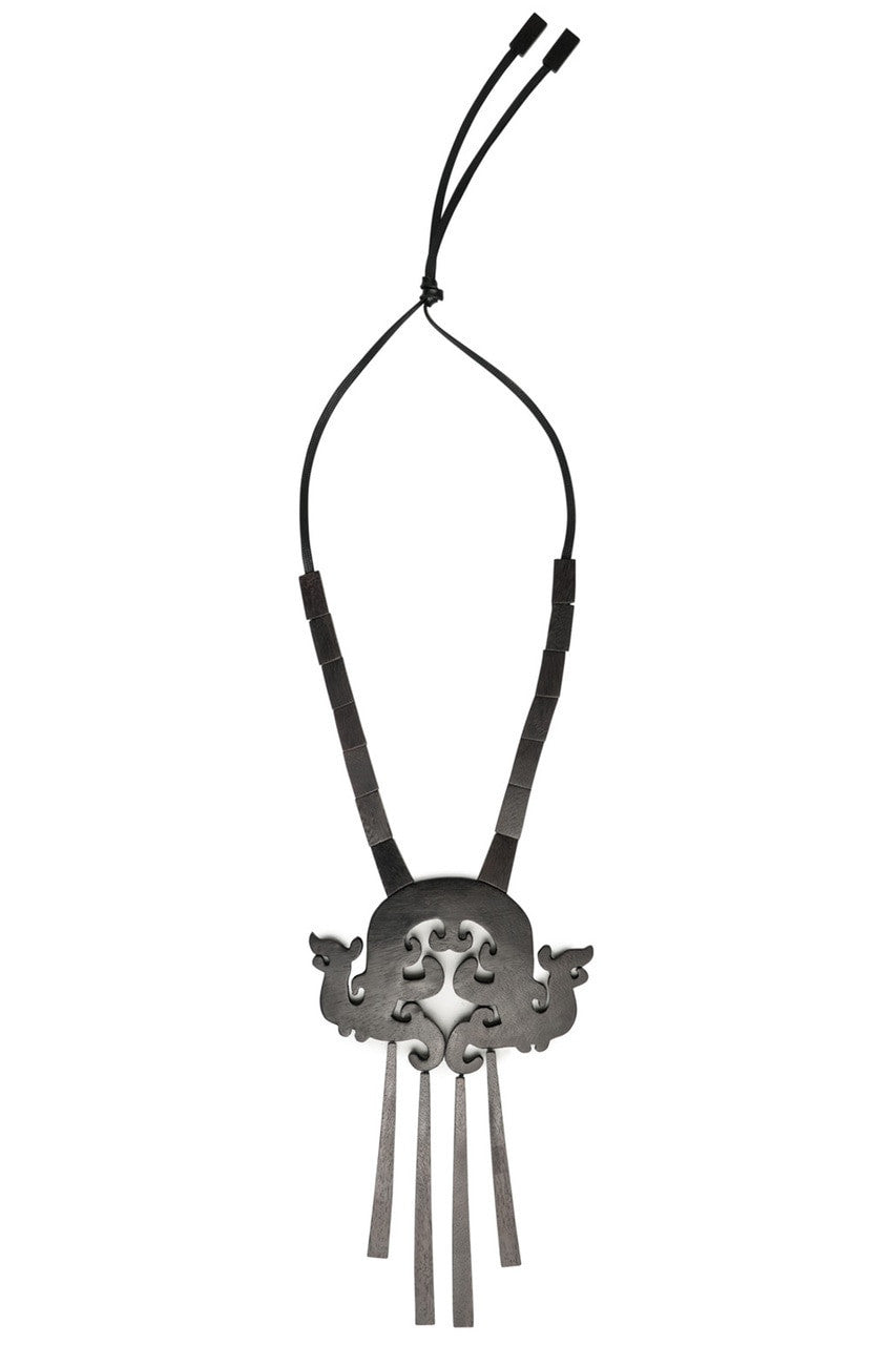 NATORI Buy Acacia Wood Fringe Necklace in Dark Brown Online