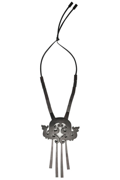 NATORI Buy Acacia Wood Fringe Necklace in Dark Brown Online