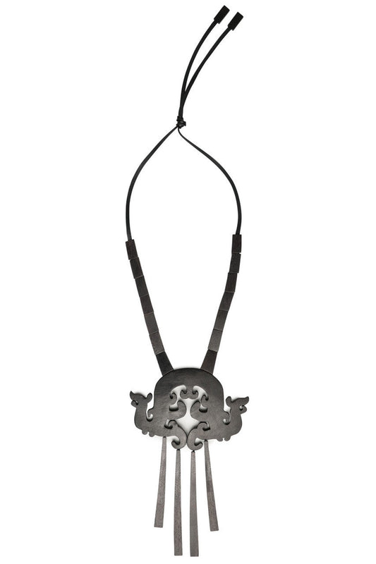 NATORI Buy Acacia Wood Fringe Necklace in Dark Brown Online