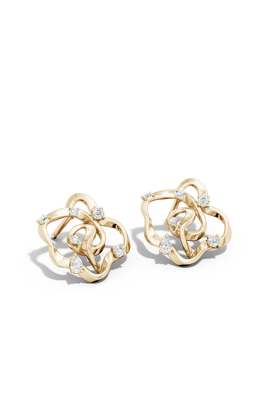NATORI Buy Sakura 14k Scattered Diamond Stud Earrings in 14K Yellow Gold Online