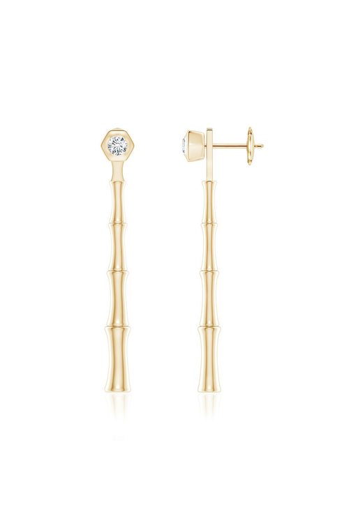 NATORI Buy Indochine Bamboo 14k Diamond Multi-Wear Linear Earrings in 14K Yellow Gold Online