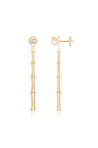 NATORI Buy Indochine Bamboo 14k Diamond Multi-Wear Linear Earrings in 14K Yellow Gold Online