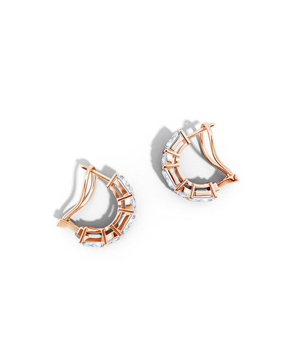 NATORI Buy Orient Express Lab-Grown 14K Gold Emerald Cut & Cushion Diamond Half Hoop Earrings in 14K Rose Gold Online