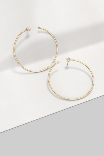 NATORI Buy Indochine 14k Giant Diamond Side-Facing Open Hoop Earrings in 14K Yellow Gold Online