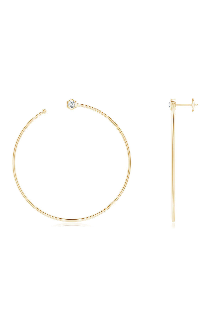 NATORI Buy Indochine 14k Giant Diamond Side-Facing Open Hoop Earrings in 14K Yellow Gold Online