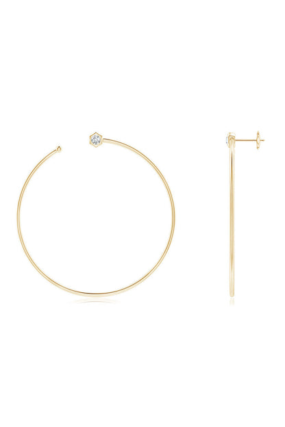 NATORI Buy Indochine 14k Giant Diamond Side-Facing Open Hoop Earrings in 14K Yellow Gold Online