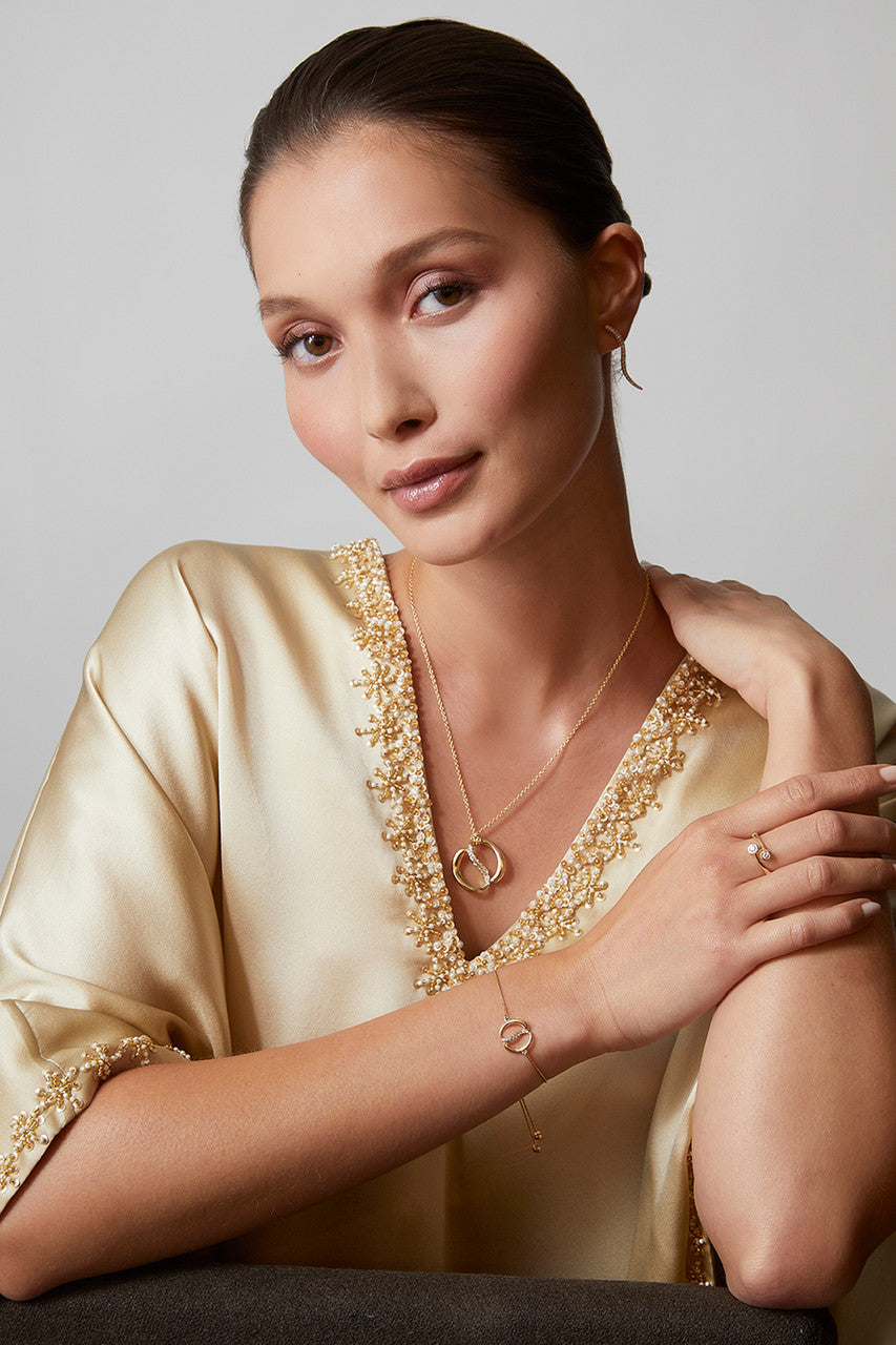 NATORI Buy Shangri-La Yin-Yang 14K Gold and Diamond Bolo Bracelet in 14K Yellow Gold Online