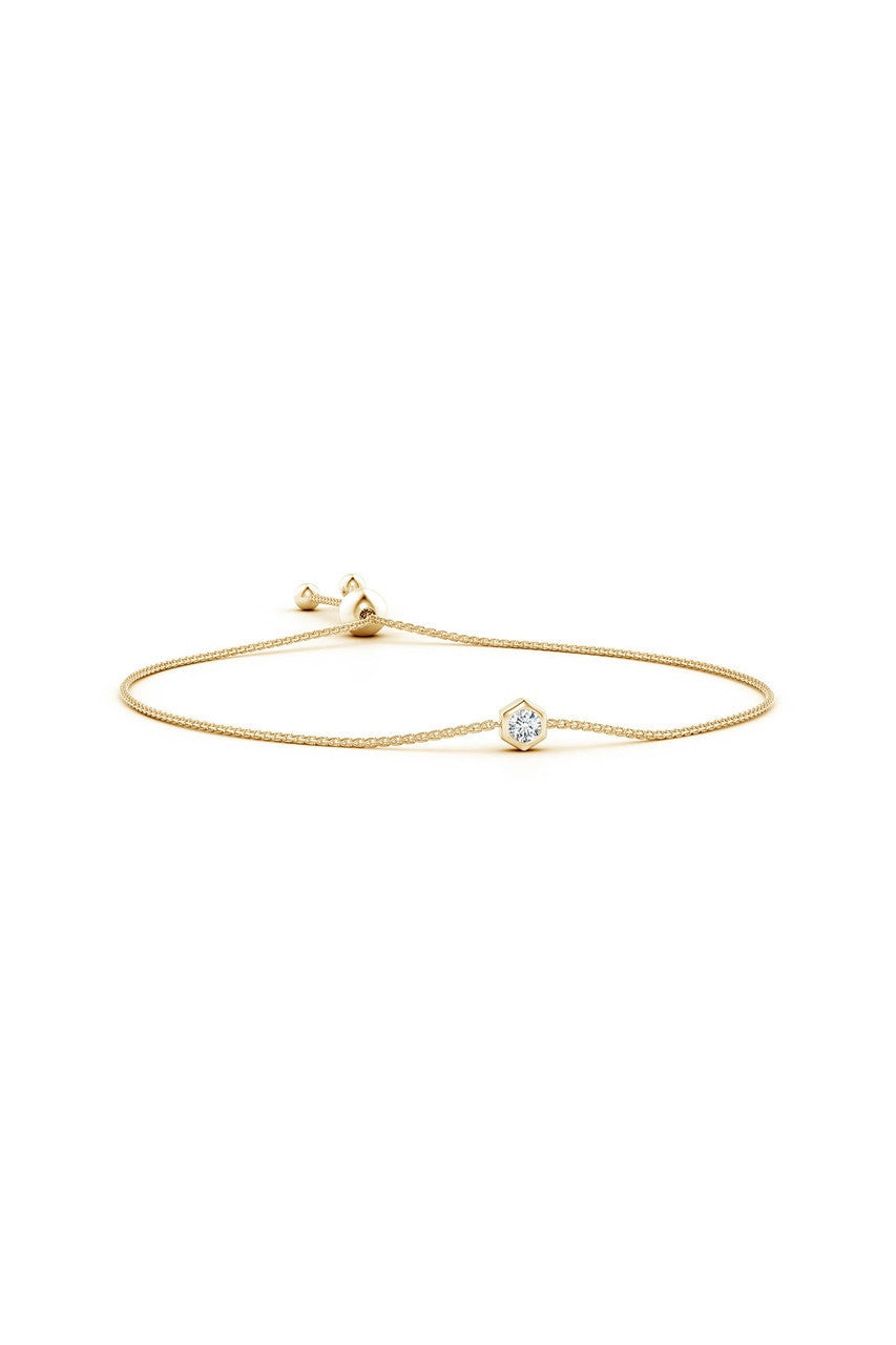 NATORI Buy Indochine 14k Hexagon Frame Diamond Solitaire Bolo Bracelet in 14K Yellow Gold Online