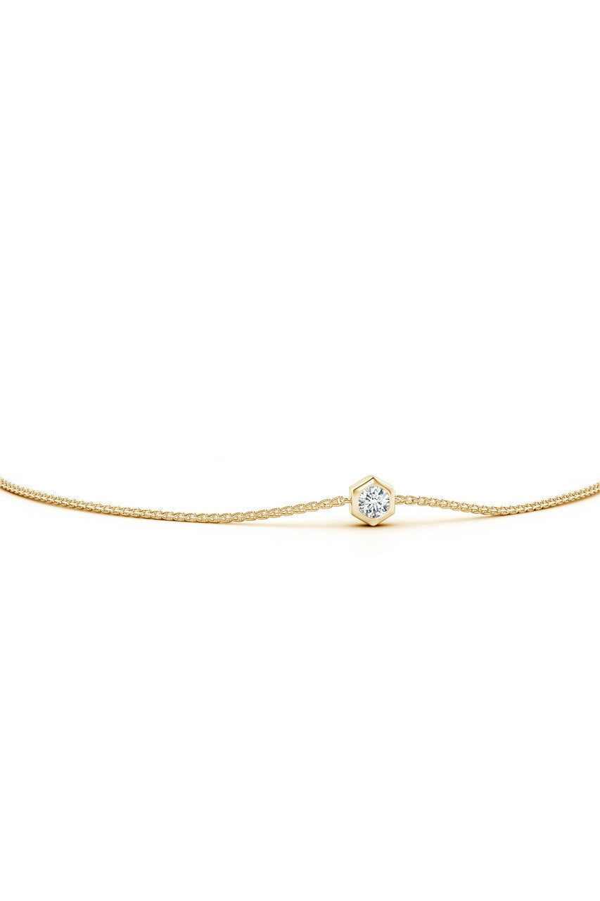 NATORI Buy Indochine 14k Hexagon Frame Diamond Solitaire Bolo Bracelet in 14K Yellow Gold Online