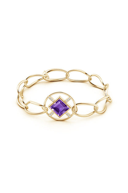 NATORI Buy Infinity Concentric Circle 14K Gold and Amethyst Bracelet in 14K Yellow Gold Online