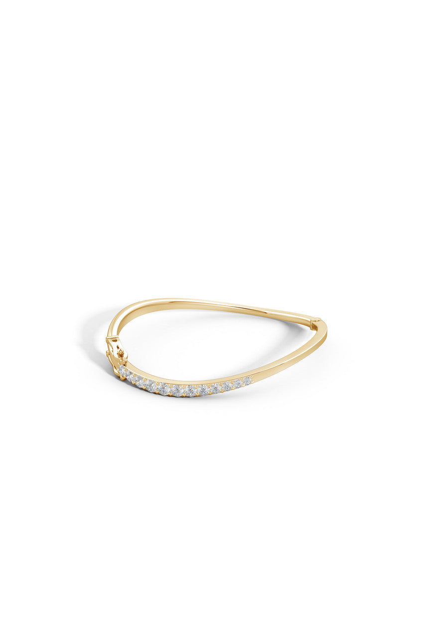 NATORI Buy Shangri-La Brushstroke 14K Gold and Diamond Half Bracelet in 14K Yellow Gold Online