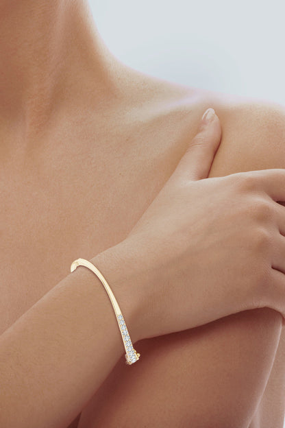 NATORI Buy Shangri-La Brushstroke 14K Gold and Diamond Half Bracelet in 14K Yellow Gold Online