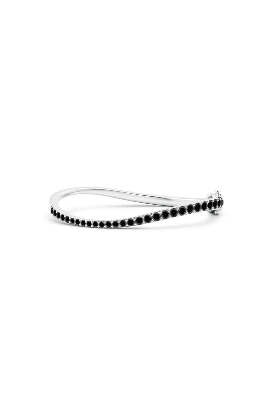 NATORI Buy Shangri-La Brushstroke 14K Gold and Black Diamond Full Bracelet in 14K White Gold Online