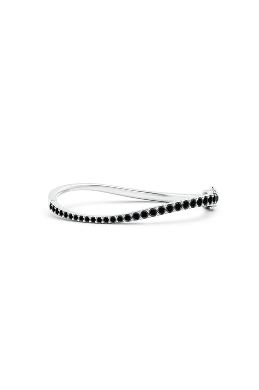 NATORI Buy Shangri-La Brushstroke 14K Gold and Black Diamond Full Bracelet in 14K White Gold Online