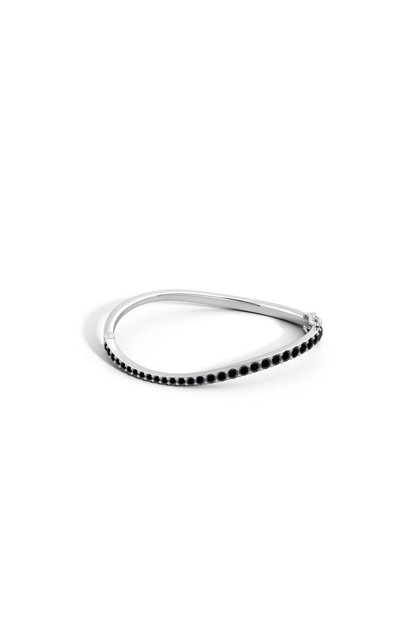 NATORI Buy Shangri-La Brushstroke 14K Gold and Black Diamond Full Bracelet in 14K White Gold Online