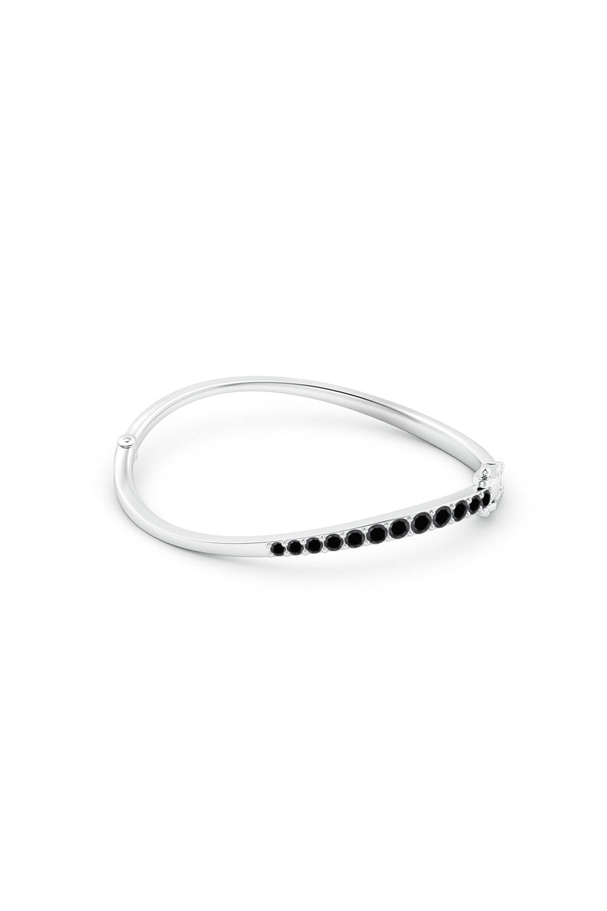 NATORI Buy Shangri-La Brushstroke 14K Gold and Black Diamond Half Bracelet in 14K White Gold Online