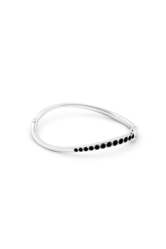 NATORI Buy Shangri-La Brushstroke 14K Gold and Black Diamond Half Bracelet in 14K White Gold Online