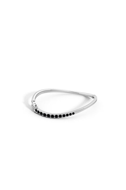 NATORI Buy Shangri-La Brushstroke 14K Gold and Black Diamond Half Bracelet in 14K White Gold Online