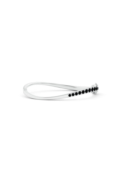 NATORI Buy Shangri-La Brushstroke 14K Gold and Black Diamond Half Bracelet in 14K White Gold Online